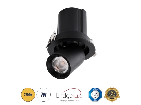 GLOBOSTAR® VIRGO-S 60305 Χωνευτό Κινούμενο Downlight Σποτ LED 7W 875lm 36° AC 220-240V IP20 Θερμό Λευκό 2700K - Bridgelux COB Chip & TÜV SÜD Driver - Μαύρο Ματ - Μ9 x Π9 x Υ9cm / Q7.8cm - 5 Χρόνια Εγγύηση GLOBOSTAR® VIRGO-S 60305 Χωνευτό Κινούμενο Downlight Σποτ LED 7W 875lm 36° AC 220-240V IP20 Θερμό Λευκό 2700K - Bridgelux COB Chip & TÜV SÜD Driver - Μαύρο Ματ - Μ9 x Π9 x Υ9cm / Q7.8cm - 5 Χρόνια Εγγύηση