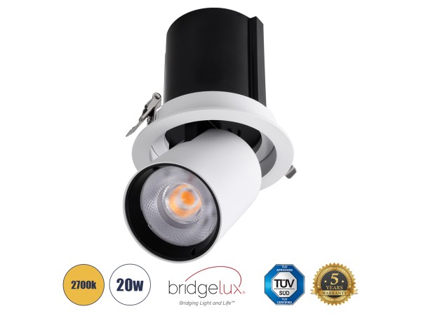 GLOBOSTAR® VIRGO-B 60311 Χωνευτό Κινούμενο Downlight Σποτ LED 20W 2500lm 36° AC 220-240V IP20 Θερμό Λευκό 2700K - Bridgelux COB Chip & TÜV SÜD Driver - Λευκό & Μαύρο Ματ - Μ13.5 x Π13.5 x Υ14cm / Q11.5cm - 5 Χρόνια Εγγύηση GLOBOSTAR® VIRGO-B 60311 Χωνευτό Κινούμενο Downlight Σποτ LED 20W 2500lm 36° AC 220-240V IP20 Θερμό Λευκό 2700K - Bridgelux COB Chip & TÜV SÜD Driver - Λευκό & Μαύρο Ματ - Μ13.5 x Π13.5 x Υ14cm / Q11.5cm - 5 Χρόνια Εγγύηση