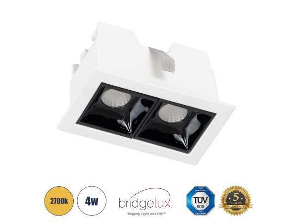 GLOBOSTAR® LUMINAR 60317 Χωνευτό Downlight Σποτ LED 4W 540lm 36° AC 220-240V IP20 Θερμό Λευκό 2700K - Osram SMD Chip & TÜV SÜD Driver - Λευκό & Μαύρο Ματ - Μ7.5 x Π4.3 x Υ4.5cm / Q6.5 x 3.5cm - 5 Χρόνια Εγγύηση