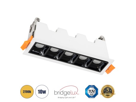 GLOBOSTAR® LUMINAR 60319 Χωνευτό Downlight Σποτ LED 10W 1350lm 36° AC 220-240V IP20 Θερμό Λευκό 2700K - Osram SMD Chip & TÜV SÜD Driver - Λευκό & Μαύρο Ματ - Μ14.8 x Π4.3 x Υ4.5cm / Q13.5 x 3.5cm - 5 Χρόνια Εγγύηση