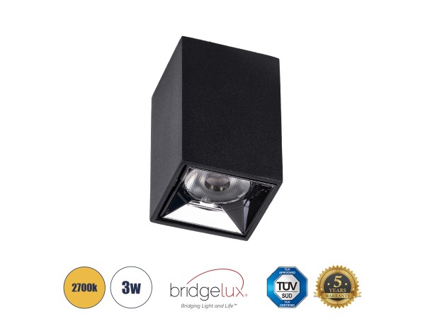 GLOBOSTAR® LUMINAR 60321 Downlight Σποτ LED 3W 405lm 36° AC 220-240V IP20 Θερμό Λευκό 2700K - Osram SMD Chip & TÜV SÜD Driver - Μαύρο Ματ - Μ4.2 x Π4.2 x Υ6.6cm - 5 Χρόνια Εγγύηση GLOBOSTAR® LUMINAR 60321 Downlight Σποτ LED 3W 405lm 36° AC 220-240V IP20 Θερμό Λευκό 2700K - Osram SMD Chip & TÜV SÜD Driver - Μαύρο Ματ - Μ4.2 x Π4.2 x Υ6.6cm - 5 Χρόνια Εγγύηση