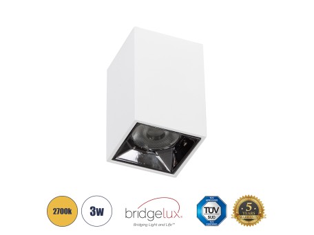 GLOBOSTAR® LUMINAR 60323 Downlight Σποτ LED 3W 405lm 36° AC 220-240V IP20 Θερμό Λευκό 2700K - Osram SMD Chip & TÜV SÜD Driver - Λευκό Ματ - Μ4.2 x Π4.2 x Υ6.6cm - 5 Χρόνια Εγγύηση