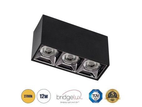 GLOBOSTAR® LUMINAR 60325 Downlight Σποτ LED 12W 1620lm 36° AC 220-240V IP20 Θερμό Λευκό 2700K - Osram SMD Chip & TÜV SÜD Driver - Μαύρο Ματ - Μ11.8 x Π4.2 x Υ6.6cm - 5 Χρόνια Εγγύηση