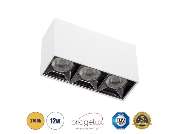 GLOBOSTAR® LUMINAR 60327 Downlight Σποτ LED 12W 1620lm 36° AC 220-240V IP20 Θερμό Λευκό 2700K - Osram SMD Chip & TÜV SÜD Driver - Λευκό Ματ - Μ11.8 x Π4.2 x Υ6.6cm - 5 Χρόνια Εγγύηση