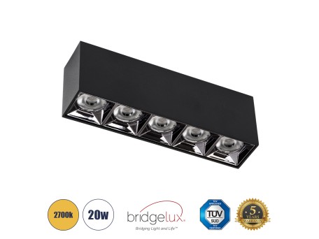 GLOBOSTAR® LUMINAR 60329 Downlight Σποτ LED 20W 2700lm 36° AC 220-240V IP20 Θερμό Λευκό 2700K - Osram SMD Chip & TÜV SÜD Driver - Μαύρο Ματ - Μ19.5 x Π4.2 x Υ6.6cm - 5 Χρόνια Εγγύηση