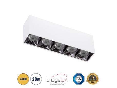 GLOBOSTAR® LUMINAR 60331 Downlight Σποτ LED 20W 2700lm 36° AC 220-240V IP20 Θερμό Λευκό 2700K - Osram SMD Chip & TÜV SÜD Driver - Λευκό Ματ - Μ19.5 x Π4.2 x Υ6.6cm - 5 Χρόνια Εγγύηση