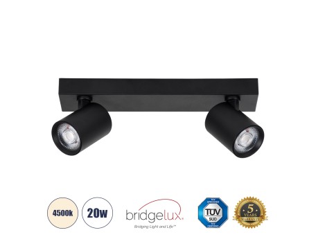 GLOBOSTAR® LEONARDO 60346 Μοντέρνο Φωτιστικό Οροφής LED 20W 2400lm 60° AC 220-240V IP20 Φυσικό Λευκό 4500K - Bridgelux COB - Μαύρο - Μ32 x Π7 x Υ11.8cm - 5 Χρόνια Εγγύηση