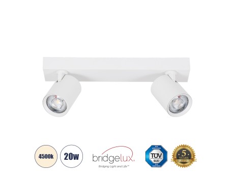 GLOBOSTAR® LEONARDO 60347 Μοντέρνο Φωτιστικό Οροφής LED 20W 2400lm 60° AC 220-240V IP20 Φυσικό Λευκό 4500K - Bridgelux COB - Λευκό - Μ32 x Π7 x Υ11.8cm - 5 Χρόνια Εγγύηση