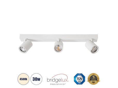 GLOBOSTAR® LEONARDO 60349 Μοντέρνο Φωτιστικό Οροφής LED 30W 3600lm 60° AC 220-240V IP20 Φυσικό Λευκό 4500K - Bridgelux COB - Λευκό - Μ52 x Π7 x Υ11.8cm - 5 Χρόνια Εγγύηση