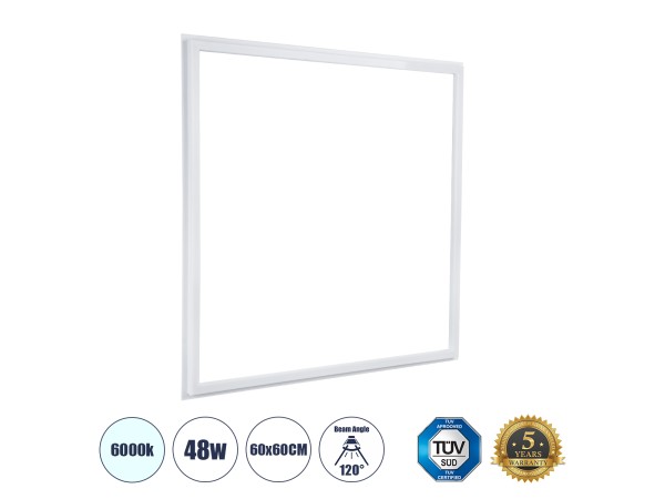 GLOBOSTAR® FRAMELIN 60368 Χωνευτό Panel Οροφής 60x60 LED 48W 5760lm 120° CRI≥85Ra UGR<19 AC 220-240V IP20 Ψυχρό Λευκό 6000K - Lumileds SMD Chip & TÜV SÜD Driver - Λευκό Γαλακτερό - Μ60 x Π60 x Υ1.5cm / Q56 x 56cm - 5 Χρόνια Εγγύηση