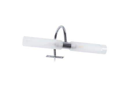 GLOBOSTAR® FLORA 60414 Μοντέρνο Φωτιστικό Τοίχου - Απλίκα Καθρέπτη Μπάνιου με Ντουί 2 x G9 AC 220-240V IP44 - Νίκελ Χρώμιο - Μ31 x Π13 x Υ12cm