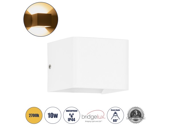 GLOBOSTAR® CIRCOA 60533 Μοντέρνο Φωτιστικό Τοίχου - Απλίκα LED 10W 1000lm 60° AC 220-240V Αδιάβροχο IP44 Θερμό Λευκό 2700K - Bridgelux COB Chip & TÜV SÜD Driver - Λευκό Ματ - Μ10 x Π8 x Υ10cm - 5 Χρόνια Εγγύηση