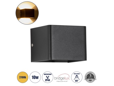 GLOBOSTAR® CIRCOA 60535 Μοντέρνο Φωτιστικό Τοίχου - Απλίκα LED 10W 1000lm 60° AC 220-240V Αδιάβροχο IP44 Θερμό Λευκό 2700K - Bridgelux COB Chip & TÜV SÜD Driver - Μαύρο Ματ - Μ10 x Π8 x Υ10cm - 5 Χρόνια Εγγύηση