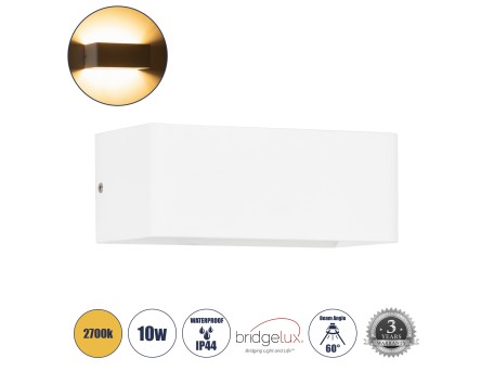 GLOBOSTAR® CIRCOA 60542 Μοντέρνο Φωτιστικό Τοίχου - Απλίκα LED 10W 1000lm 60° AC 220-240V Αδιάβροχο IP44 Θερμό Λευκό 2700K - Bridgelux COB Chip & TÜV SÜD Driver - Λευκό Ματ - Μ20 x Π8 x Υ10cm - 5 Χρόνια Εγγύηση