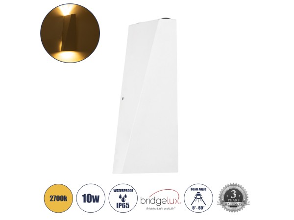 GLOBOSTAR® TRIANDE 60551 Μοντέρνο Φωτιστικό Τοίχου - Απλίκα LED 10W 1150lm 5°/60° AC 220-240V Αδιάβροχο IP65 Θερμό Λευκό 2700K - Bridgelux COB Chip & TÜV SÜD Driver - Λευκό Ματ - Μ8.5 x Π8.5 x Υ20cm - 5 Χρόνια Εγγύηση GLOBOSTAR® TRIANDE 60551 Μοντέρνο Φωτιστικό Τοίχου - Απλίκα LED 10W 1150lm 5°/60° AC 220-240V Αδιάβροχο IP65 Θερμό Λευκό 2700K - Bridgelux COB Chip & TÜV SÜD Driver - Λευκό Ματ - Μ8.5 x Π8.5 x Υ20cm - 5 Χρόνια Εγγύηση