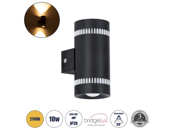 GLOBOSTAR® CANNONAL 60577 Μοντέρνο Φωτιστικό Τοίχου - Απλίκα LED 10W 1150lm 30° AC 220-240V IP20 Θερμό Λευκό 2700K - Bridgelux COB Chip & TÜV SÜD Driver - Μαύρο Ματ & Λευκό Ματ - Μ5 x Π6.5 x Υ11cm - 3 Χρόνια Εγγύηση GLOBOSTAR® CANNONAL 60577 Μοντέρνο Φωτιστικό Τοίχου - Απλίκα LED 10W 1150lm 30° AC 220-240V IP20 Θερμό Λευκό 2700K - Bridgelux COB Chip & TÜV SÜD Driver - Μαύρο Ματ & Λευκό Ματ - Μ5 x Π6.5 x Υ11cm - 3 Χρόνια Εγγύηση