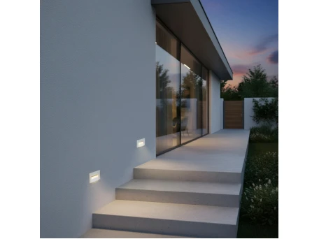 kelvo® STEPART KLV-101-0082 Χωνευτό Φωτιστικό Σκαλοπατιού / Διαδρόμου LED 3W 375lm 45° AC 220-240V Αδιάβροχο IP65 Θερμό Λευκό 2700K - Lumileds SMD Chip & TÜV SÜD Driver - Λευκό Ματ - Μ10.5 x Π4.5 x Υ6cm / Q9.1 x 4.5cm - 5 Χρόνια Εγγύηση