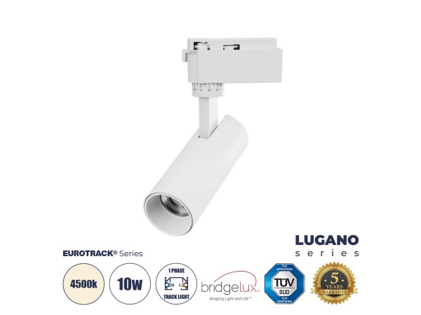 GloboStar® LUGANO 60801 Μονοφασικό Φωτιστικό Σποτ Ράγας LED 10W 1250lm 36° Acrylic HQ LENS AC 220-240V IP20 Φ4.5 x Υ19cm Φυσικό Λευκό 4500K - EUROTRACK® System 1L+1N - Λευκό - Bridgelux Chip - TÜV Certified Driver - 5 Χρόνια Εγγύηση GloboStar® LUGANO 60801 Μονοφασικό Φωτιστικό Σποτ Ράγας LED 10W 1250lm 36° Acrylic HQ LENS AC 220-240V IP20 Φ4.5 x Υ19cm Φυσικό Λευκό 4500K - EUROTRACK® System 1L+1N - Λευκό - Bridgelux Chip - TÜV Certified Driver - 5 Χρόνια Εγγύηση