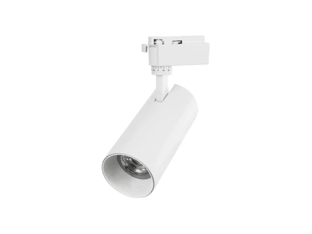 GLOBOSTAR® LUGANO 60814 Μονοφασικό Σποτ Ράγας LED 30W 3600lm 36° AC 220-240V IP20 Θερμό Λευκό 2700K - Bridgelux COB Chip & TÜV SÜD Driver - Eurotrack 1PH - Λευκό Ματ - Μ7.5 x Π7.5 x Υ22cm - 5 Χρόνια Εγγύηση