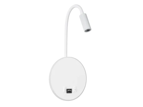 GLOBOSTAR® GOOSE 60881 Μοντέρνο Φωτιστικό Τοίχου - Απλίκα Ξενοδοχείου Reading Light με Φορτιστή USB 3A LED 6W 600lm 36° & 360° AC 220-240V IP20 Φυσικό Λευκό 4500K - CREE XPE & Lumileds SMD Chip & TÜV SÜD Driver - Λευκό Ματ - Μ15.5 x Π15 x Υ30.5cm - 3 Χρόν