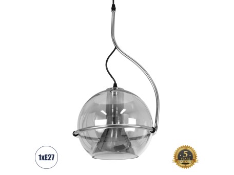 GLOBOSTAR® GLASSO 60928 Μοντέρνο Κρεμαστό Φωτιστικό Οροφής με Ντουί 1 x E27 AC 220-240V IP20 - Ασημί - Μ27 x Π27 x Υ52cm