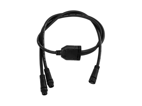 GLOBOSTAR® CONNECTOR 60954 2 Pin Καλώδιο/Επέκταση Τ 1 Μέτρου με Είσοδο 1 x Αρσενικό Βύσμα & Έξοδο 2 x Θηλυκά Βύσματα Αδιάβροχο IP68 - Μαύρο - Μ100 x Π3.7 x Υ1.4cm
