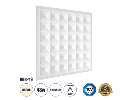 GLOBOSTAR® ZEUS 60969 Χωνευτό Panel Οροφής 60x60 με Anti Glare Reflector LED 48W 7200lm 120° CRI≥85Ra UGR<19 AC 220-240V IP20 Φυσικό Λευκό 4500K - Lumileds SMD Chip & TÜV SÜD Driver - Λευκό Γαλακτερό - Μ60 x Π60 x Υ3.3cm / Q56 x 56cm - 5 Χρόνια Εγγύηση