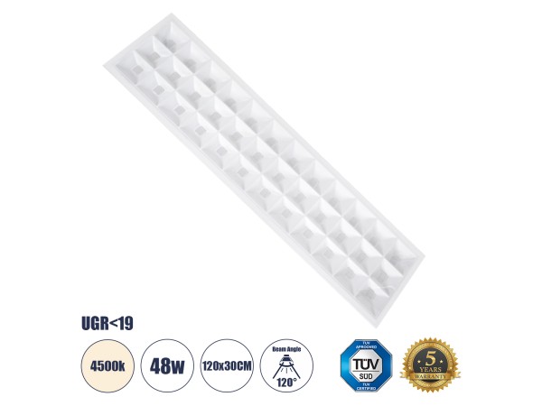 GLOBOSTAR® ZEUS 60972 Χωνευτό Panel Οροφής 120x30 με Anti Glare Reflector LED 48W 7200lm 120° CRI≥85Ra UGR<19 AC 220-240V IP20 Φυσικό Λευκό 4500K - Lumileds SMD Chip & TÜV SÜD Driver - Λευκό Γαλακτερό - Μ120 x Π30 x Υ3.3cm / Q116 x 26cm - 5 Χρόνια Εγγύηση GLOBOSTAR® ZEUS 60972 Χωνευτό Panel Οροφής 120x30 με Anti Glare Reflector LED 48W 7200lm 120° CRI≥85Ra UGR<19 AC 220-240V IP20 Φυσικό Λευκό 4500K - Lumileds SMD Chip & TÜV SÜD Driver - Λευκό Γαλακτερό - Μ120 x Π30 x Υ3.3cm / Q116 x 26cm - 5 Χρόνια Εγγύηση