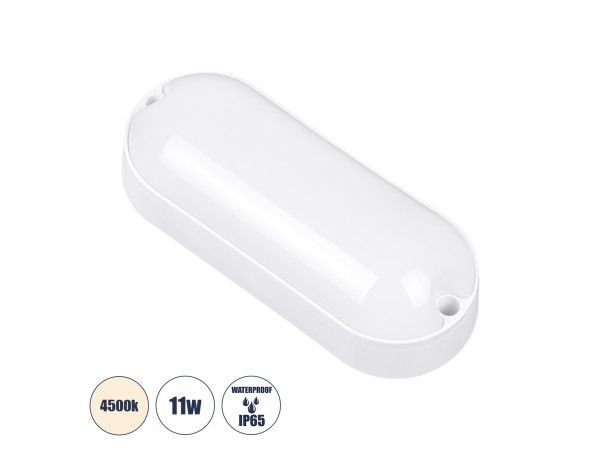 GLOBOSTAR® HOMIE 61001 Φωτιστικό Καραβοχελώνα Τοίχου - Απλίκα LED 11W 939lm 180° AC 220-240V Αδιάβροχο IP65 Φυσικό Λευκό 4500K - Lumileds SMD Chip - Λευκό Γαλακτερό - Μ17 x Π7 x Υ4.5cm - 3 Χρόνια Εγγύηση