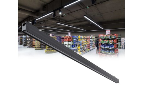 GLOBOSTAR® MARKET 61020 Μοντέρνο Γραμμικό Επεκτεινόμενο Φωτιστικό Οροφής LED 18W 2230lm 60° AC 220-240V IP20 Ψυχρό Λευκό 6000K - Lumileds SMD Chip - Μαύρο Ματ - Μ120 x Π2 x Υ4cm - 3 Χρόνια Εγγύηση