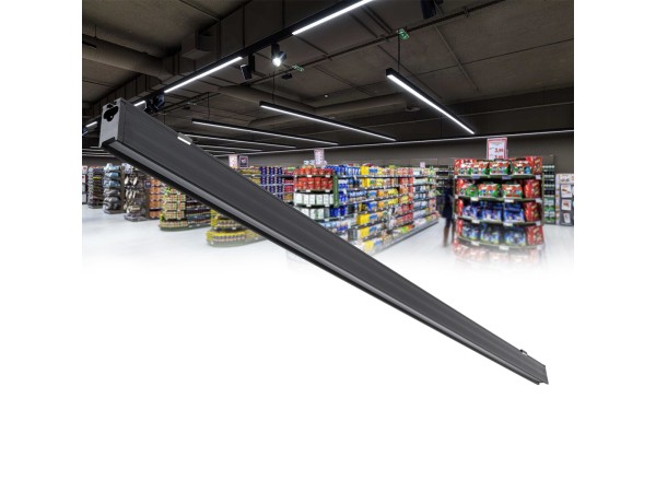 GLOBOSTAR® MARKET 61020 Μοντέρνο Γραμμικό Επεκτεινόμενο Φωτιστικό Οροφής LED 18W 2230lm 60° AC 220-240V IP20 Ψυχρό Λευκό 6000K - Lumileds SMD Chip - Μαύρο Ματ - Μ120 x Π2 x Υ4cm - 3 Χρόνια Εγγύηση