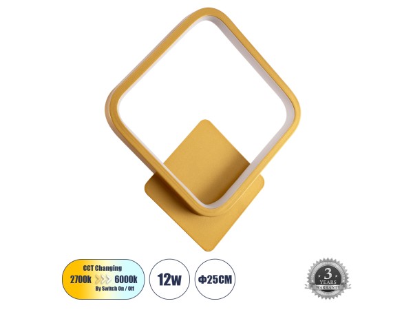 GLOBOSTAR® LENA 61081 Μοντέρνο Φωτιστικό Τοίχου - Απλίκα LED 12W 1440lm 300° AC 220-240V IP20 Ρυθμιζόμενο Λευκό CCT με On/Off 2700K/4500K/6000K - Lumileds SMD Chip - Χρυσό Βούρτσας - Μ25 x Π5.5 x Υ29.5cm - 3 Χρόνια Εγγύηση GLOBOSTAR® LENA 61081 Μοντέρνο Φωτιστικό Τοίχου - Απλίκα LED 12W 1440lm 300° AC 220-240V IP20 Ρυθμιζόμενο Λευκό CCT με On/Off 2700K/4500K/6000K - Lumileds SMD Chip - Χρυσό Βούρτσας - Μ25 x Π5.5 x Υ29.5cm - 3 Χρόνια Εγγύηση