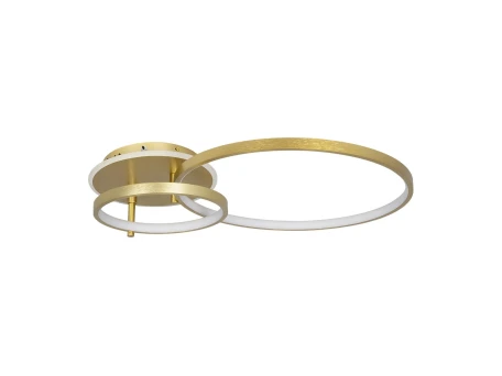 GLOBOSTAR® NEMESIS 61107 Μοντέρνο Φωτιστικό Οροφής LED 67W 6700lm 360° AC 220-240V IP20 Ρυθμιζόμενο Λευκό CCT με Χειριστήριο από 2700K έως 6000K Dimmable - Lumileds SMD Chip - Χρυσό Βούρτσας - Μ84 x Π45 x Υ13cm - 3 Χρόνια Εγγύηση