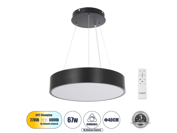 GLOBOSTAR® BURTON 61200 Μοντέρνο Κρεμαστό Φωτιστικό Οροφής LED 67W 7370lm 120° AC 220-240V IP20 Ρυθμιζόμενο Λευκό CCT με Χειριστήριο από 2700K έως 6000K Dimmable - Lumileds SMD Chip - Μαύρο Ματ - Μ40 x Π40 x Υ8cm - 3 Χρόνια Εγγύηση GLOBOSTAR® BURTON 61200 Μοντέρνο Κρεμαστό Φωτιστικό Οροφής LED 67W 7370lm 120° AC 220-240V IP20 Ρυθμιζόμενο Λευκό CCT με Χειριστήριο από 2700K έως 6000K Dimmable - Lumileds SMD Chip - Μαύρο Ματ - Μ40 x Π40 x Υ8cm - 3 Χρόνια Εγγύηση