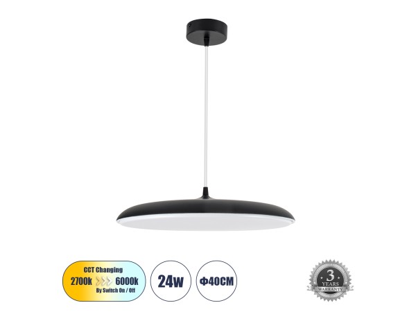 GLOBOSTAR® BARON 61254 Μοντέρνο Κρεμαστό Φωτιστικό Οροφής LED 24W 2880lm 120° AC 220-240V IP20 Ρυθμιζόμενο Λευκό CCT με On/Off 2700K/4500K/6000K - Lumileds SMD Chip - Μαύρο Ματ - Μ40 x Π40 x Υ10cm - 3 Χρόνια Εγγύηση GLOBOSTAR® BARON 61254 Μοντέρνο Κρεμαστό Φωτιστικό Οροφής LED 24W 2880lm 120° AC 220-240V IP20 Ρυθμιζόμενο Λευκό CCT με On/Off 2700K/4500K/6000K - Lumileds SMD Chip - Μαύρο Ματ - Μ40 x Π40 x Υ10cm - 3 Χρόνια Εγγύηση