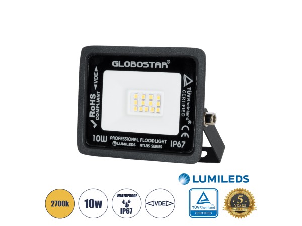 GLOBOSTAR® ATLAS 61517 Προβολέας LED 10W 1150lm 120° AC 220-240V Αδιάβροχο IP67 Θερμό Λευκό 2700K - Lumileds SMD Chip - TÜV Rheinland Certified - Μαύρο Ματ - Μ10 x Π2 x Υ8cm - 5 Χρόνια Εγγύηση GLOBOSTAR® ATLAS 61517 Προβολέας LED 10W 1150lm 120° AC 220-240V Αδιάβροχο IP67 Θερμό Λευκό 2700K - Lumileds SMD Chip - TÜV Rheinland Certified - Μαύρο Ματ - Μ10 x Π2 x Υ8cm - 5 Χρόνια Εγγύηση
