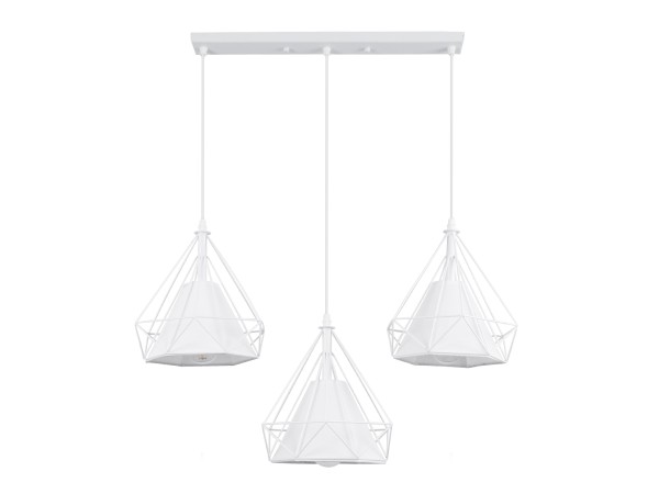 GLOBOSTAR® EIFFEL 61570 Vintage Κρεμαστό Φωτιστικό Οροφής με Ντουί 3 x E27 AC 220-240V IP20 - Λευκό - Μ68 x Π25 x Υ130cm