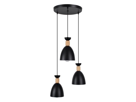 GLOBOSTAR® AVA 61572 Μοντέρνο Κρεμαστό Φωτιστικό Οροφής με Ντουί 3 x E27 AC 220-240V IP20 - Μαύρο & Μπεζ - Μ35 x Π35 x Υ130cm