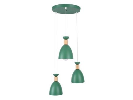 GLOBOSTAR® AVA 61575 Μοντέρνο Κρεμαστό Φωτιστικό Οροφής με Ντουί 3 x E27 AC 220-240V IP20 - Πράσινο & Μπεζ - Μ35 x Π35 x Υ130cm