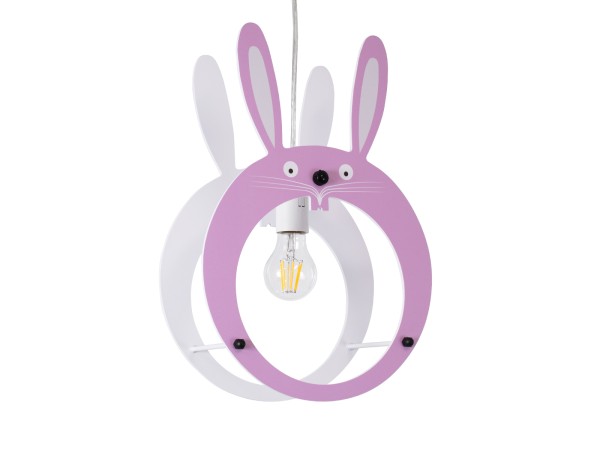 GLOBOSTAR® BUNNY 61577 Παιδικό Κρεμαστό Φωτιστικό Οροφής με Ντουί 1 x E27 AC 220-240V IP20 - Ροζ & Λευκό - Μ27.2 x Π15.5 x Υ40cm