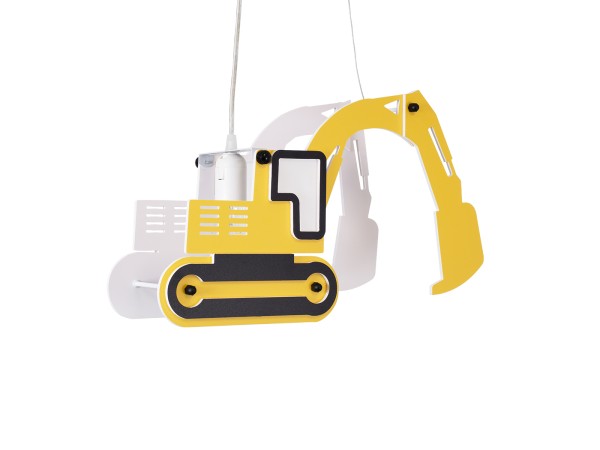 GLOBOSTAR® EXCAVATOR 61579 Παιδικό Κρεμαστό Φωτιστικό Οροφής με Ντουί 1 x E27 AC 220-240V IP20 - Κίτρινο & Μαύρο - Μ45 x Π15.5 x Υ27cm