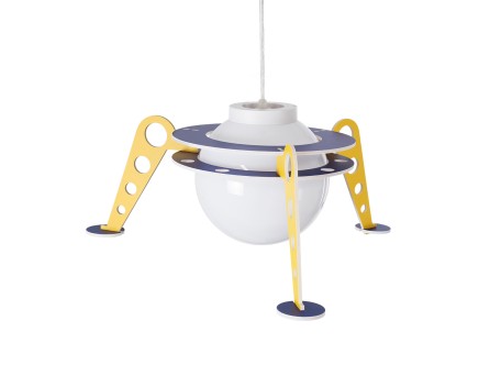 GLOBOSTAR® UFO 61581 Παιδικό Κρεμαστό Φωτιστικό Οροφής με Ντουί 1 x E27 AC 220-240V IP20 - Κίτρινο & Μπλε - Μ58 x Π58 x Υ24cm