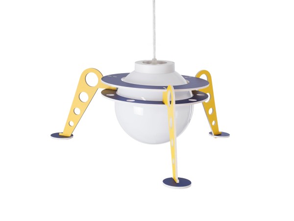 GLOBOSTAR® UFO 61581 Παιδικό Κρεμαστό Φωτιστικό Οροφής με Ντουί 1 x E27 AC 220-240V IP20 - Κίτρινο & Μπλε - Μ58 x Π58 x Υ24cm