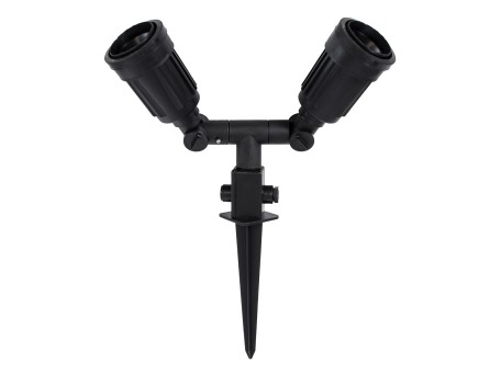 GloboStar® GRASEDO 61614 Καρφωτή Βάση Κήπου με 2 Ντουί E27 για Λάμπες Σποτ PAR38 - Αδιάβροχη IP67 - Υψηλής Αντοχής ABS - VDE Certified - Μ25 x Π7.5 x Υ43.5cm - Μαύρο - 5 Years Warranty