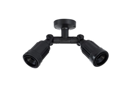 GLOBOSTAR® GRASEDO 61616 Φωτιστικό Σποτ για Λάμπες PAR38 με Ντουί 2 x E27 AC 220-240V Αδιάβροχο IP67 - Μαύρο Ματ - Μ40 x Π9.5 x Υ22cm