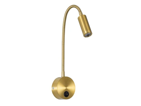 GLOBOSTAR® GOOSE 61692 Μοντέρνο Φωτιστικό Τοίχου - Απλίκα Ξενοδοχείου Reading Light LED 3W 300lm 36° AC 220-240V IP20 Θερμό Λευκό 2700K - CREE XPE Chip & TÜV SÜD Driver - Χρυσό Βούρτσας - Μ6.5 x Π15 xΥ24.5cm - 3 Χρόνια Εγγύηση