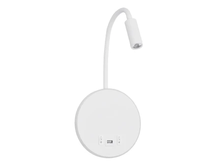 GLOBOSTAR® GOOSE 61693 Μοντέρνο Φωτιστικό Τοίχου - Απλίκα Ξενοδοχείου Reading Light με Φορτιστή USB 3A LED 6W 600lm 36° & 360° AC 220-240V IP20 Θερμό Λευκό 2700K - CREE XPE & Lumileds SMD Chip - Λευκό Ματ - Μ15.5 x Π15 x Υ30.5cm - 3 Χρόνια Εγγύηση
