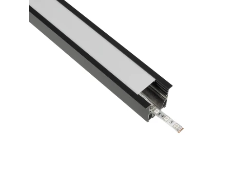 GLOBOSTAR® ALP-LINEAR RECESSA 61786-3M Χωνευτό Προφίλ Αλουμινίου με Λευκό Γαλακτερό Πατητό Κάλυμμα για Ταινίες LED IP20 - Μαύρο Ματ - Μ300 x Π3.5 x Υ4cm