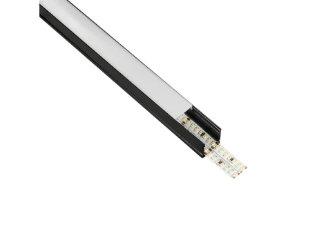 GLOBOSTAR® ALP-LINEAR GLOWTRACK 61797-3M Επιφανειακό Προφίλ Αλουμινίου με Λευκό Γαλακτερό Πατητό Κάλυμμα για Ταινίες LED IP20 - Μαύρο Ματ - Μ300 x Π2 x Υ2cm - Πακέτο 5 Τεμαχίων