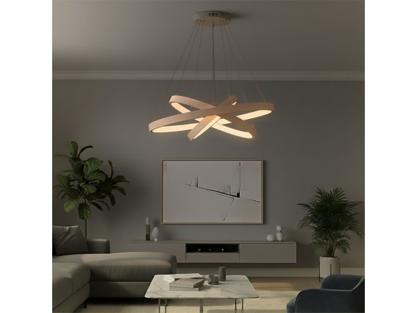 kelvo® NEMESIS KLV-101-0221-V2 Κρεμαστό Φωτιστικό Οροφής LED 120W 12000lm 180° AC 220-240V IP20 Ρυθμιζόμενο Λευκό CCT με Χειριστήριο από 2700K έως 6000K Dimmable - Lumileds SMD Chip - Λευκό Ματ - Μ80 x Π80 x Υ80cm - 3 Χρόνια Εγγύηση